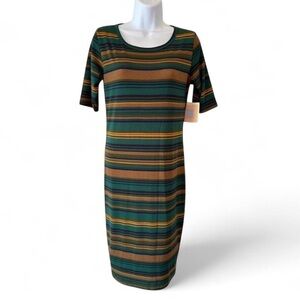 Twee Academia Autumn Striped Garden Girl Earthy LuLaRoe Dress